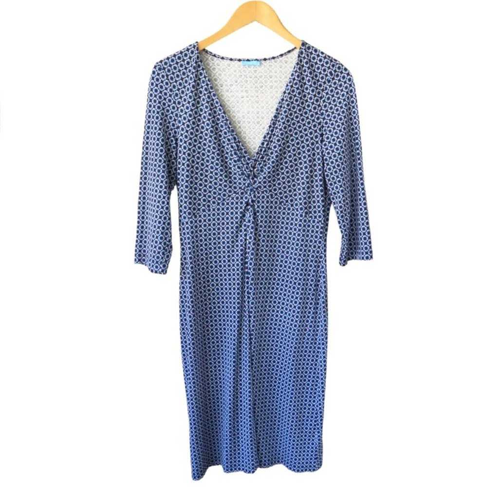 J. McLaughlin Silk Jersey Sheath Dress Blue Chain… - image 4