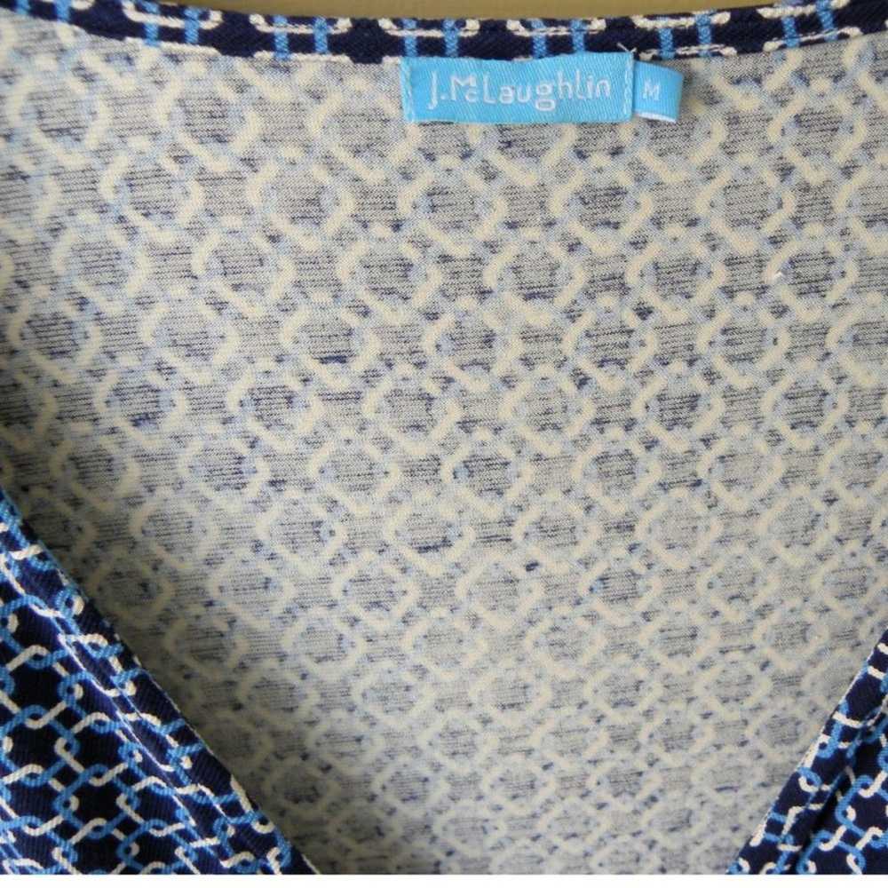 J. McLaughlin Silk Jersey Sheath Dress Blue Chain… - image 6