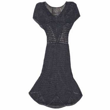 Dolce Cabo Black Bodycon Crochet Knit Dress with … - image 1