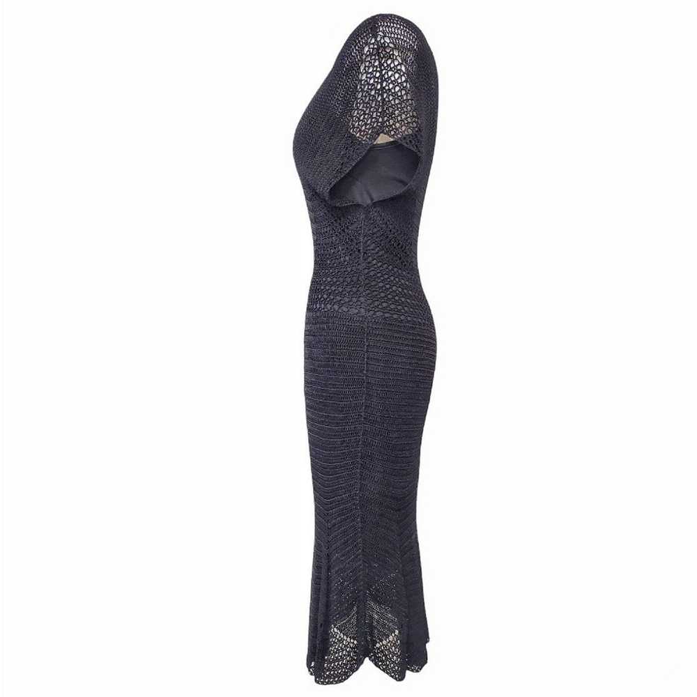 Dolce Cabo Black Bodycon Crochet Knit Dress with … - image 4