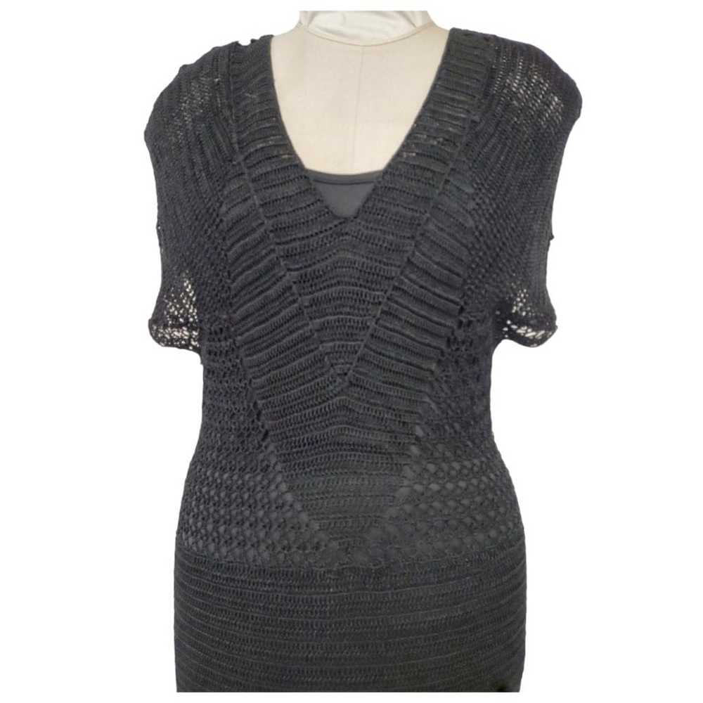 Dolce Cabo Black Bodycon Crochet Knit Dress with … - image 6