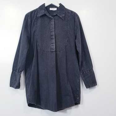 One Teaspoon Stand By Black Chambray Pintuck Shirt