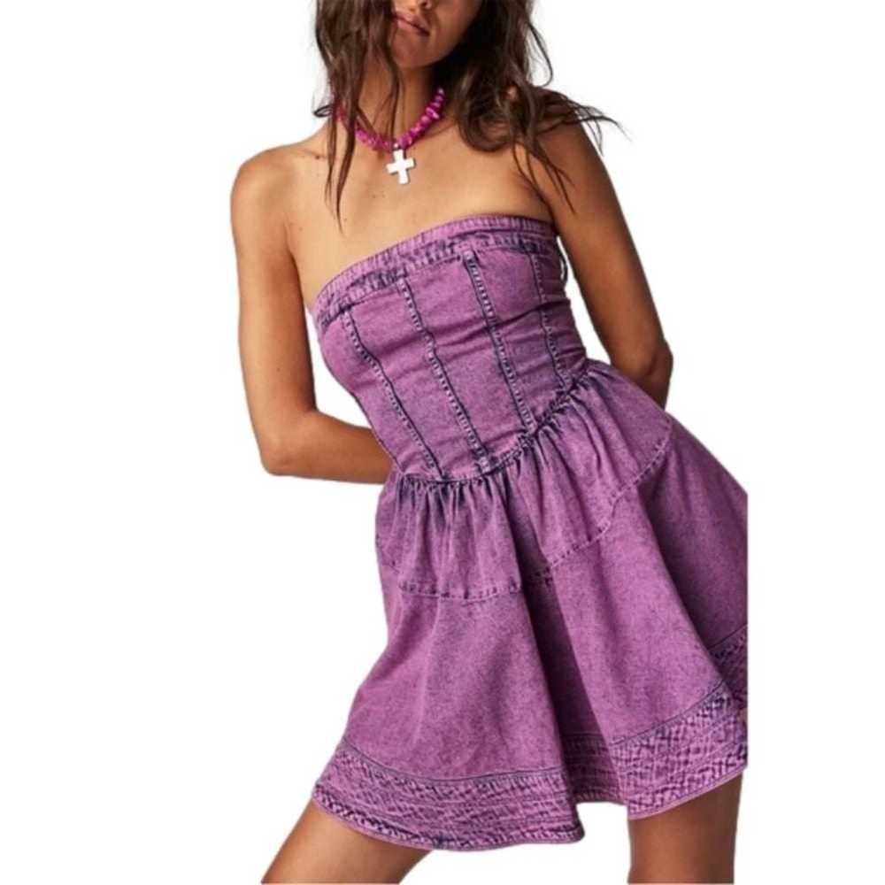 Free People NWOT Candace Corset Mini Dress Denim … - image 1