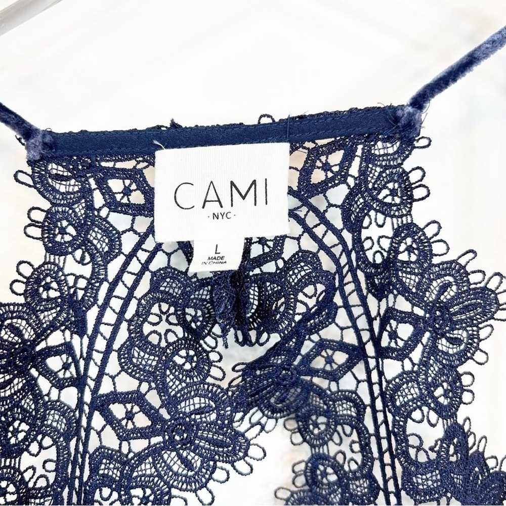 CAMI NYC The SoHo Velvet Lace Mini Dress L Blue - image 5