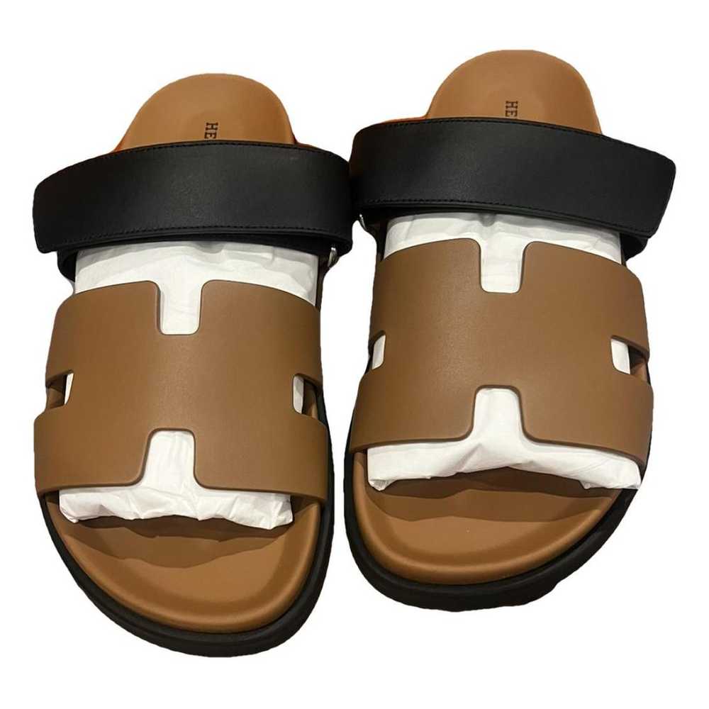 Hermès Chypre leather sandals - image 1