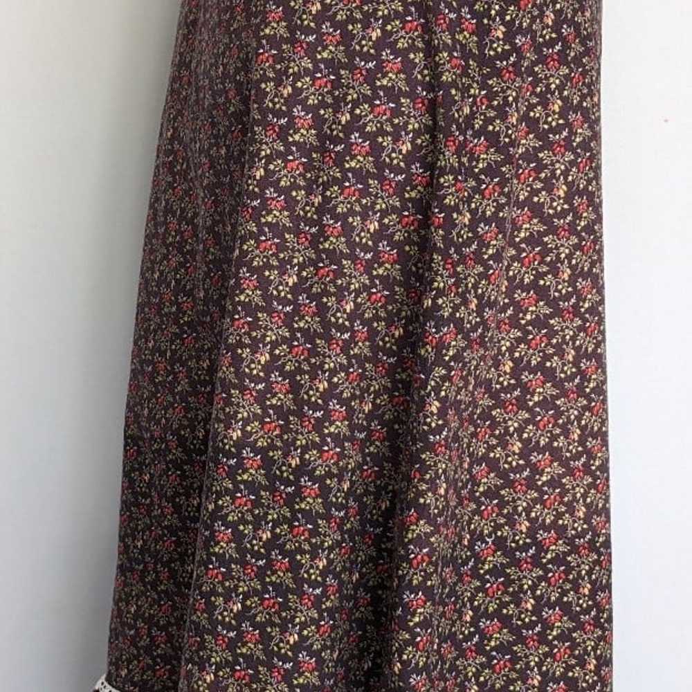 Vintage Prairie Skirt Brown floral print 25" wais… - image 2