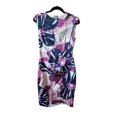 KAREN MILLEN Purple Floral Sheath Dress - Size 10 - image 1