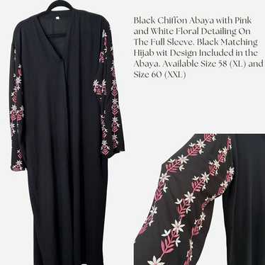2024 Dubai Women Abaya Dress Black Chiffon Abaya P