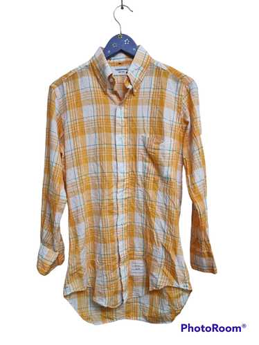 Thom Browne yellow cotton plaid button up shirt - image 1