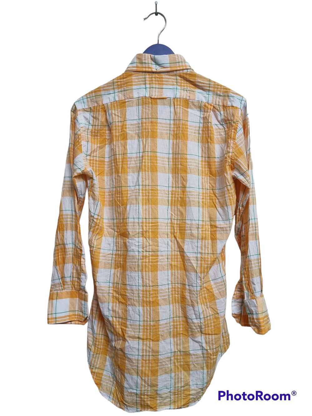 Thom Browne yellow cotton plaid button up shirt - image 2