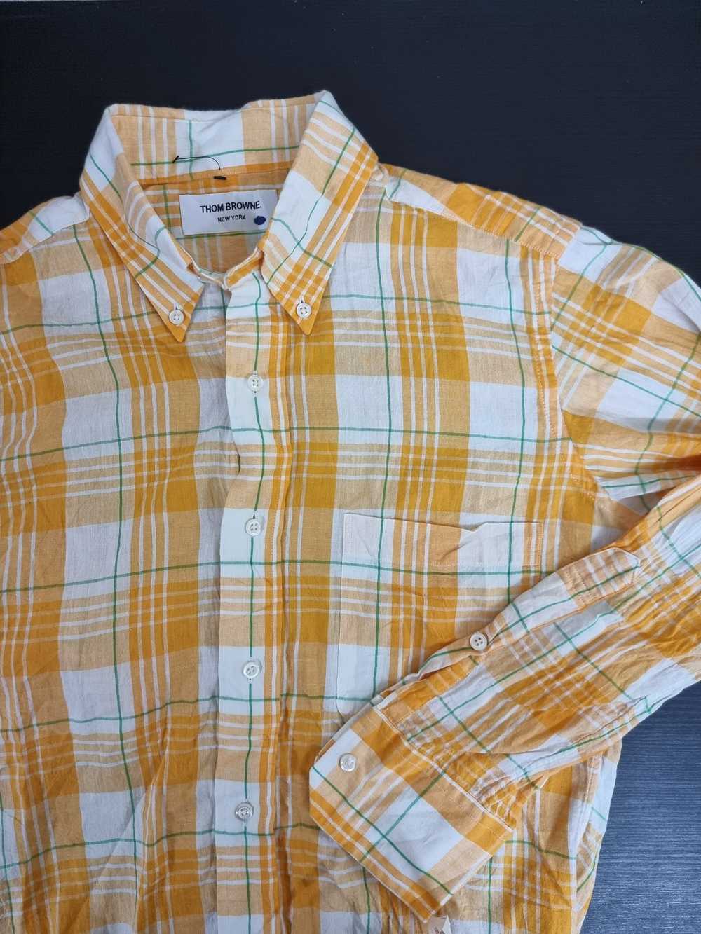 Thom Browne yellow cotton plaid button up shirt - image 4