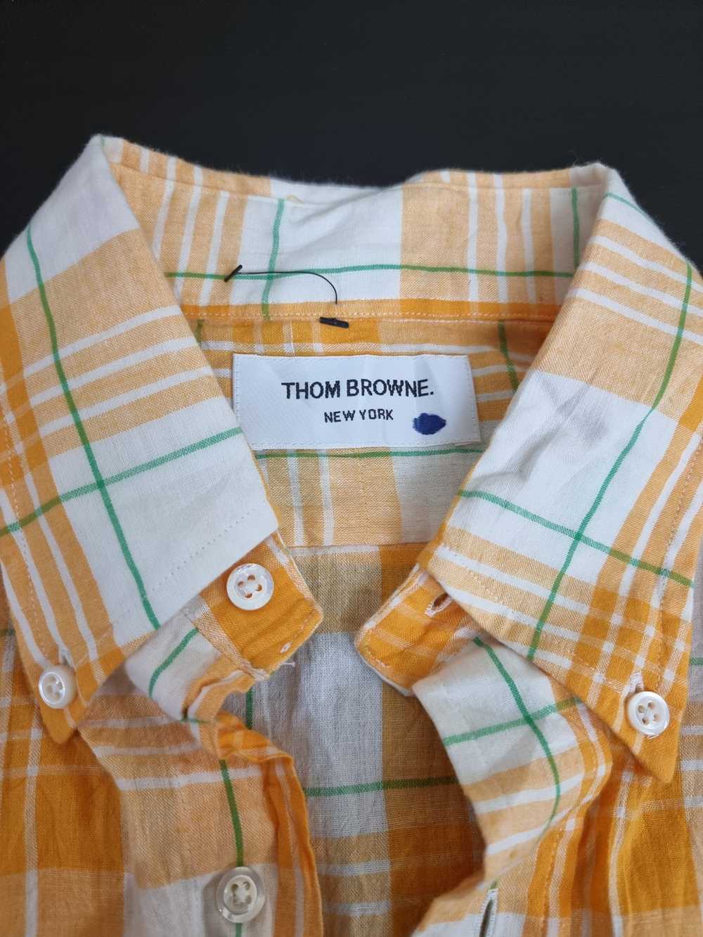 Thom Browne yellow cotton plaid button up shirt - image 5
