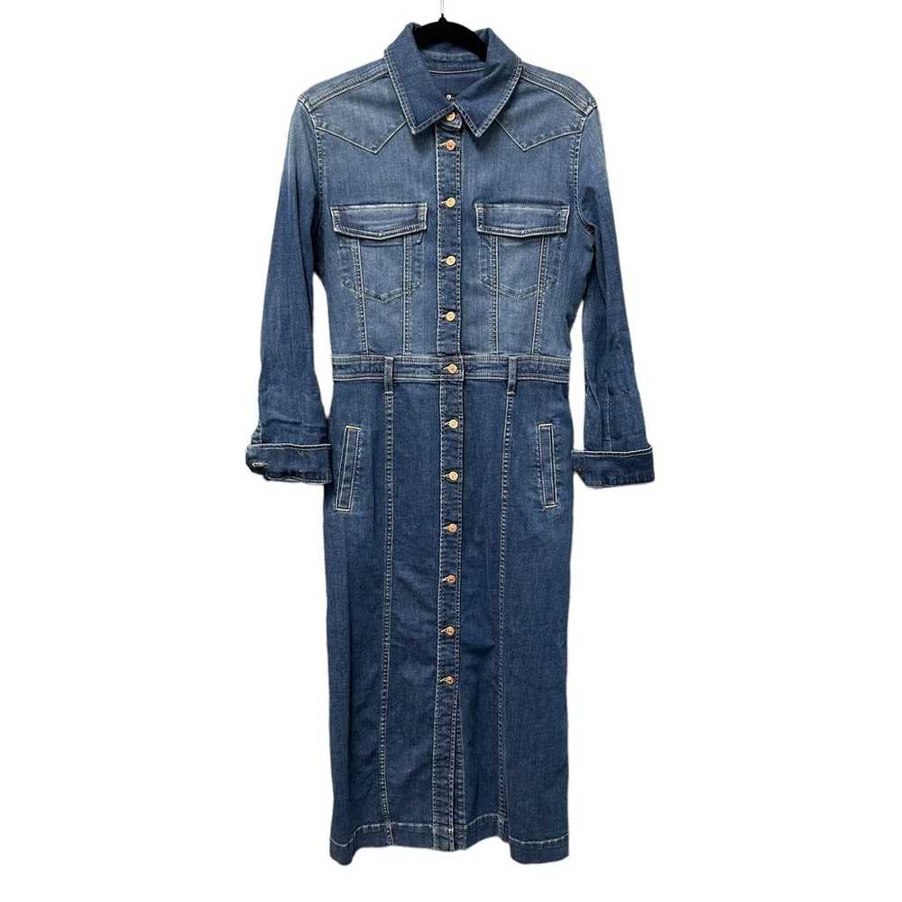7 For All Mankind Denim Luxe Midi Dress in Blue W… - image 2