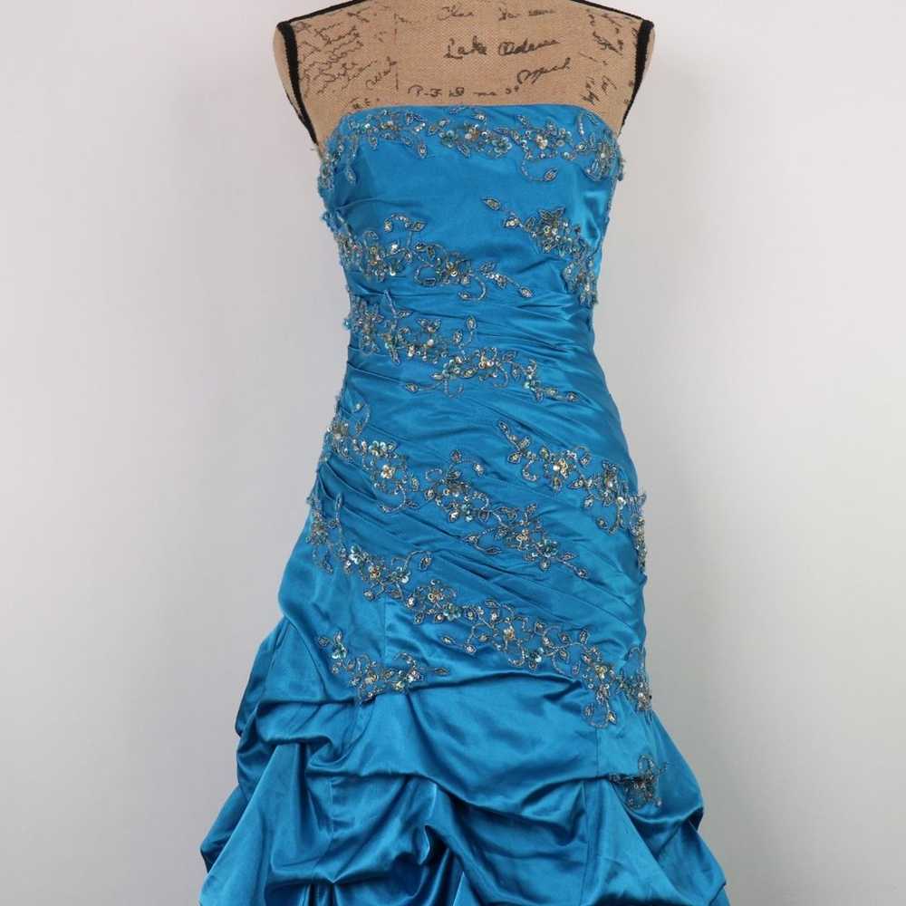 My Fashion Formal Ball Gown Blue Beaded Sequin Ha… - image 2