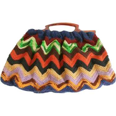 Vintage Handmade Crochet/Knit Handbag, 1940's - image 1