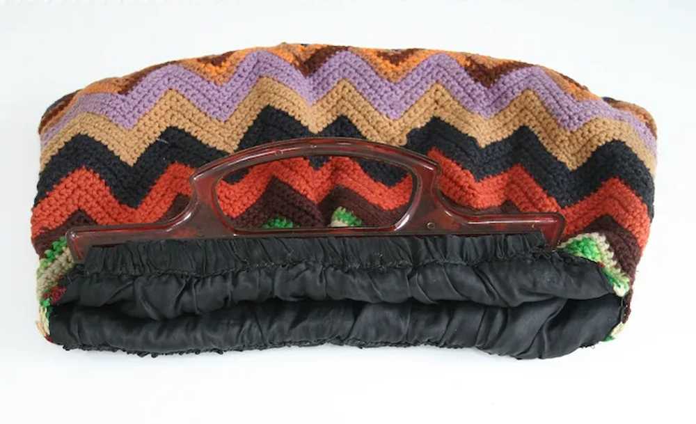 Vintage Handmade Crochet/Knit Handbag, 1940's - image 7