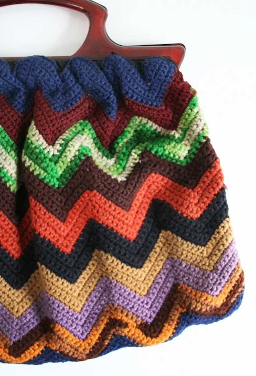 Vintage Handmade Crochet/Knit Handbag, 1940's - image 9