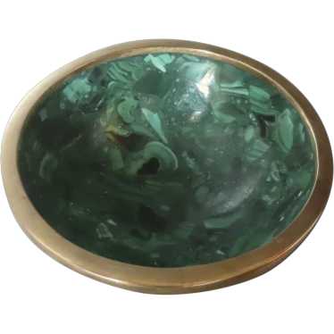 Vintage Malachite Round Bowl or Vide Poche with F… - image 1