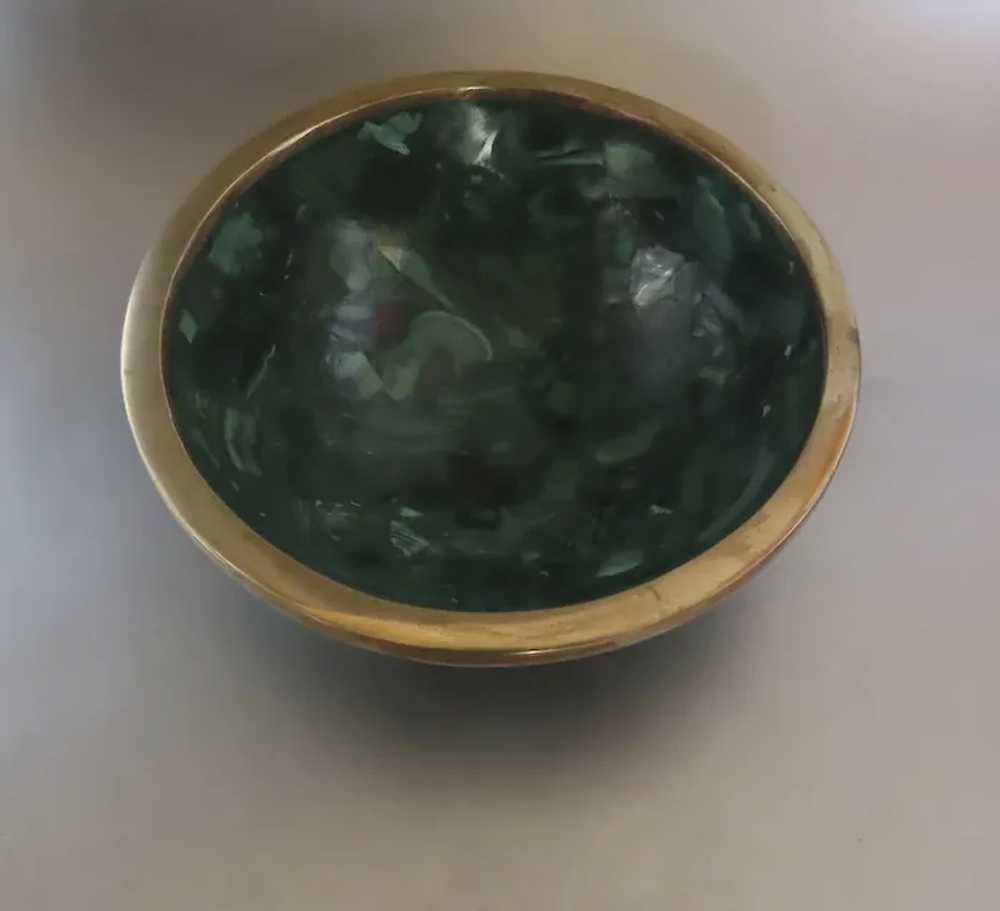 Vintage Malachite Round Bowl or Vide Poche with F… - image 2