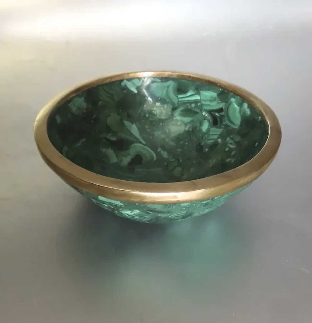 Vintage Malachite Round Bowl or Vide Poche with F… - image 3