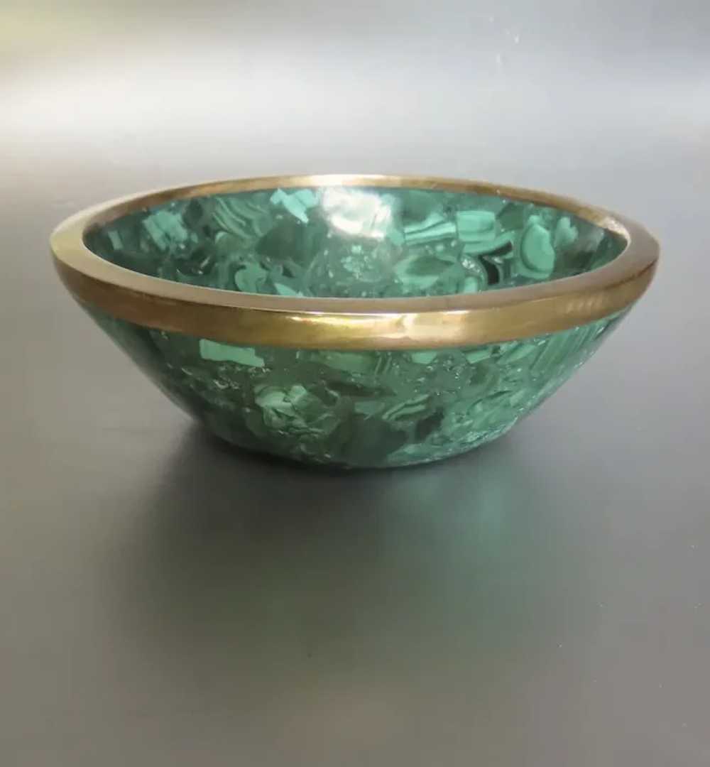 Vintage Malachite Round Bowl or Vide Poche with F… - image 4