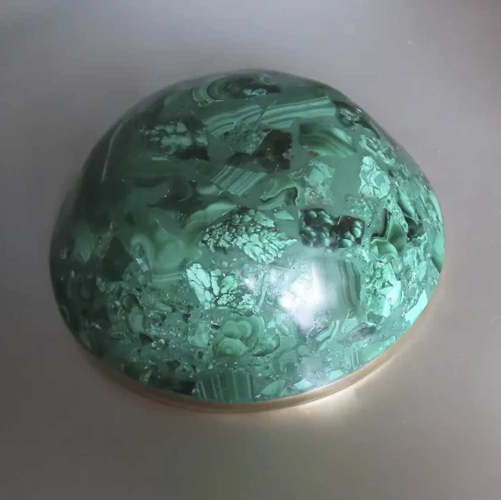 Vintage Malachite Round Bowl or Vide Poche with F… - image 5