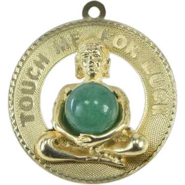 14K Touch Me For Luck Buddha Belly Jade Charm/Pen… - image 1