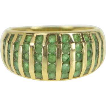 14K Emerald Striped Vintage Statement Band Ring Si