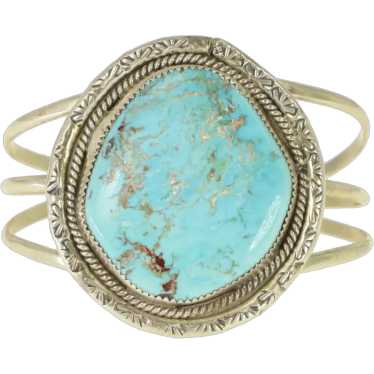 Sterling Silver Southwestern Turquoise Ornate Cuff