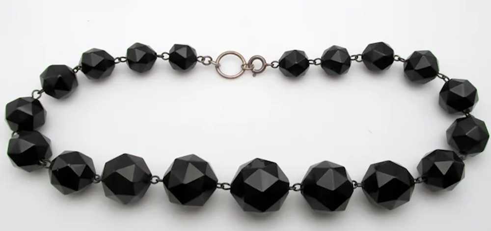 Antique Whitby Jet Graduated Highly Faceted Bead … - image 2