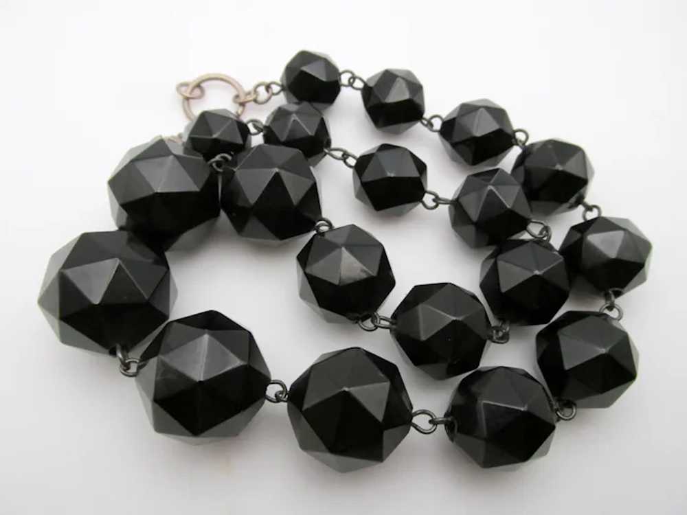 Antique Whitby Jet Graduated Highly Faceted Bead … - image 3
