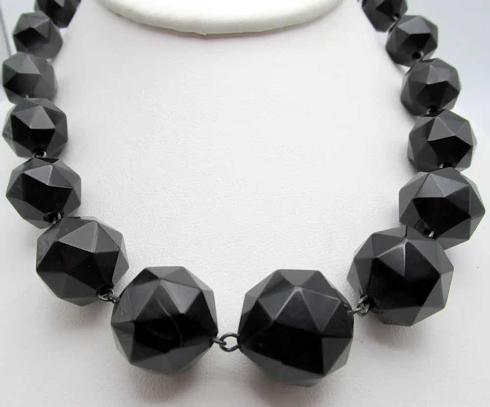 Antique Whitby Jet Graduated Highly Faceted Bead … - image 4
