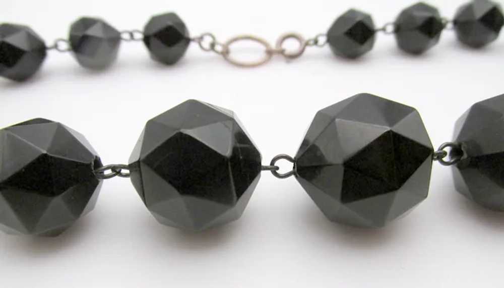 Antique Whitby Jet Graduated Highly Faceted Bead … - image 5