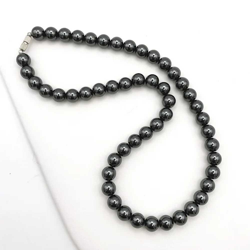 Vintage Hematite Beaded Necklace, 16.5 Inches Long - image 6