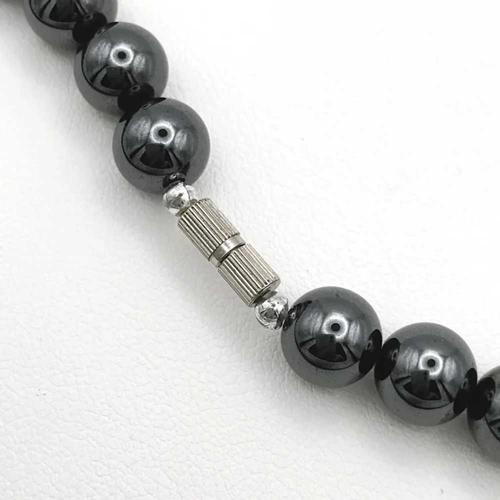 Vintage Hematite Beaded Necklace, 16.5 Inches Long - image 7