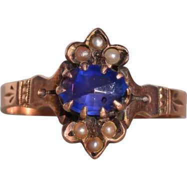 Georgian Doublet Ring with Seed Pearl in Rose Gold