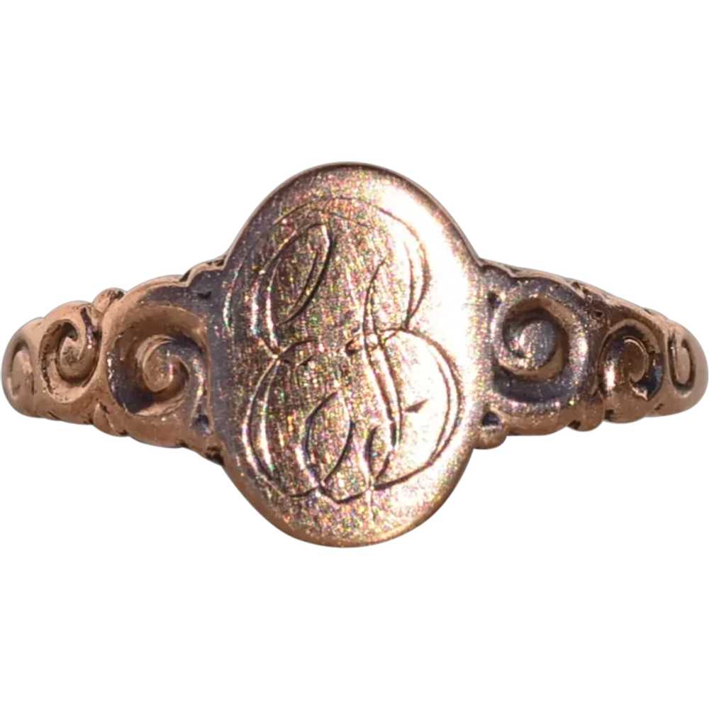 Antique Georgian Signed Ring in Rose Gold - image 1