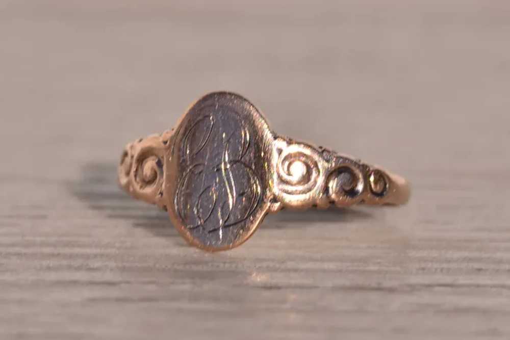 Antique Georgian Signed Ring in Rose Gold - image 2