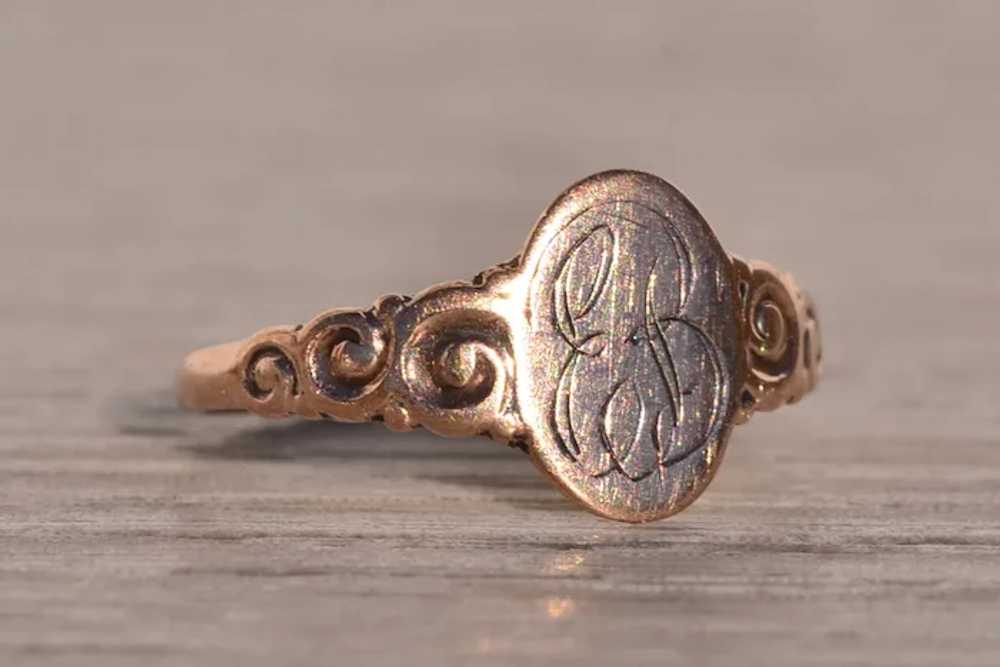 Antique Georgian Signed Ring in Rose Gold - image 5