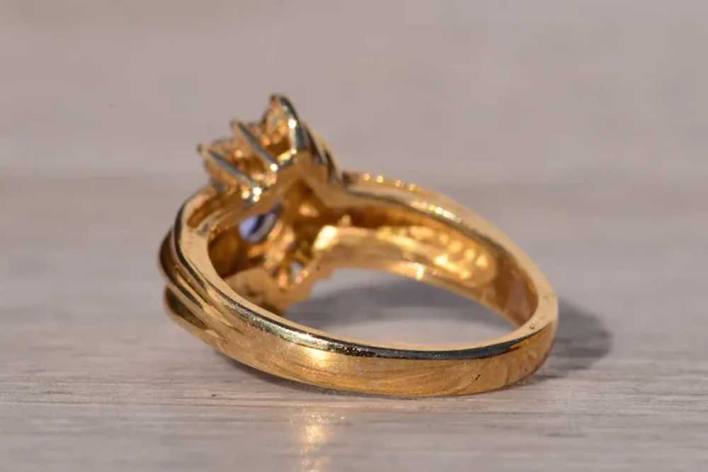 Vintage Tanzanite and Natural Diamond Ring in Yel… - image 3