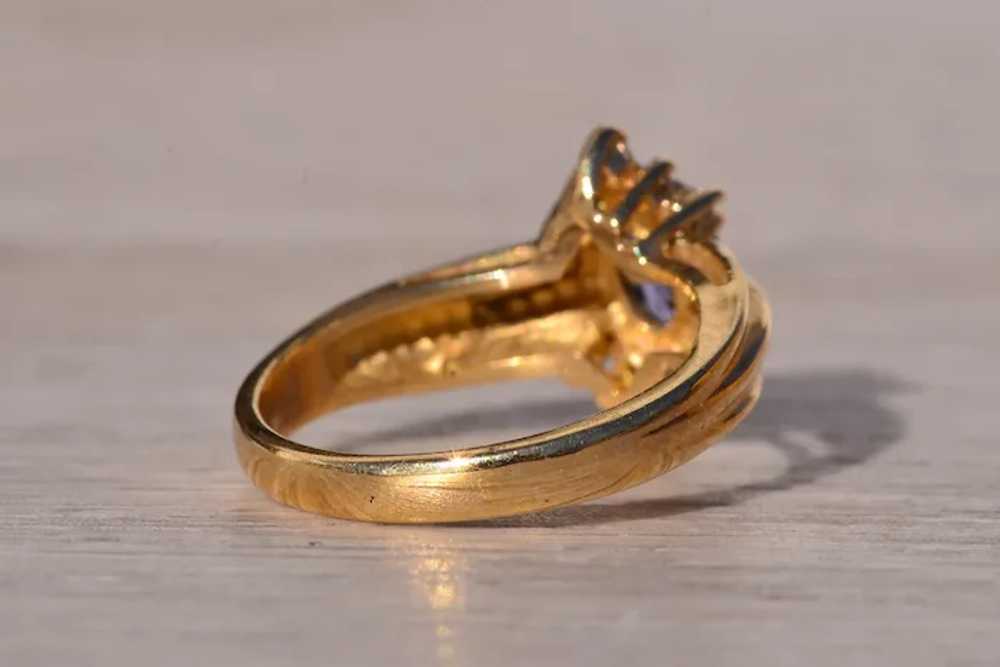 Vintage Tanzanite and Natural Diamond Ring in Yel… - image 4