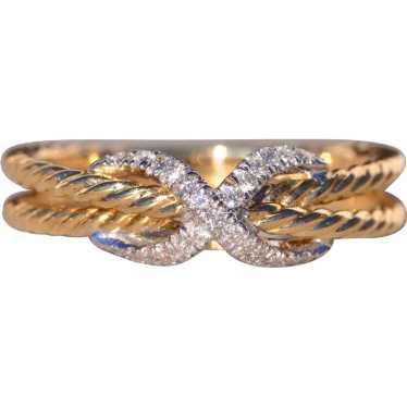 Gabriel and Company Signed X Ring in Yellow Gold