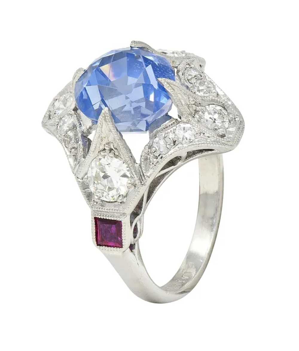 Art Deco 7.92 CTW No Heat Ceylon Sapphire Diamond… - image 6