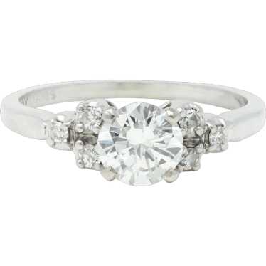 Mid-Century .95 CTW Diamond 18 Karat White Gold F… - image 1