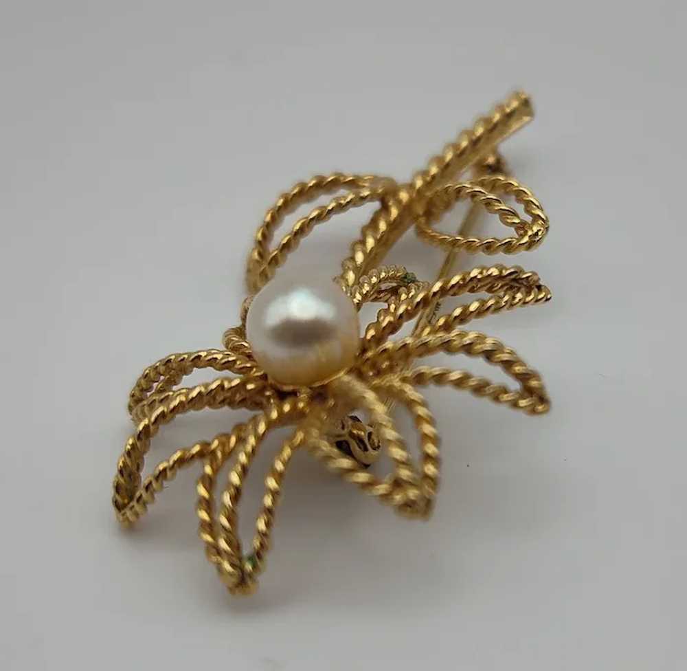 Flower twist daisy rope cultured pearl 14k solid … - image 4