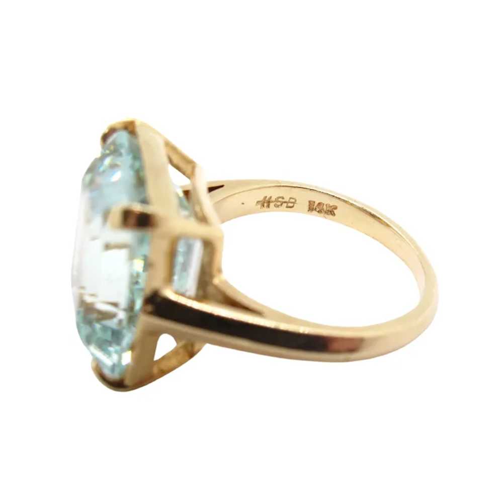 Aquamarine Solitaire Ring 11.19 carats 14k Yellow… - image 5