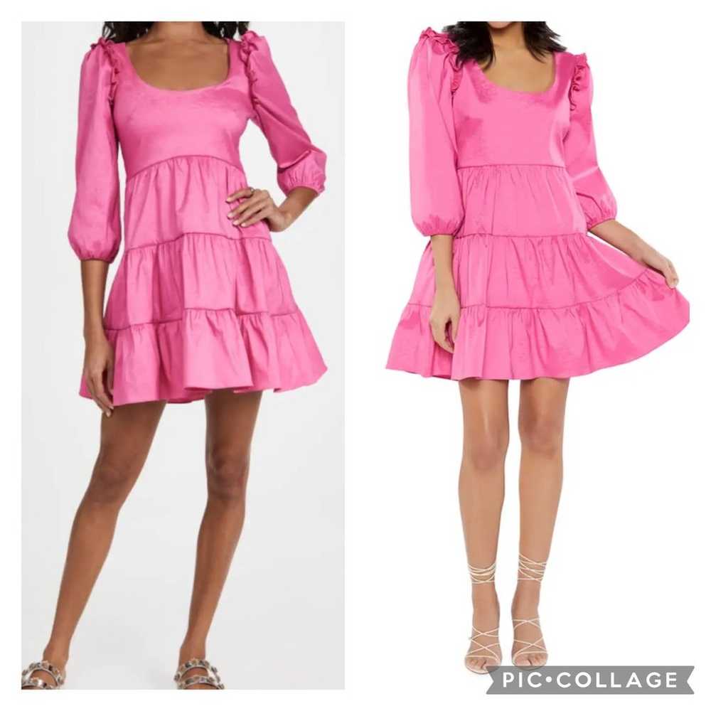 Likely SZ 4 Avena Taffeta Tiered Mini Pink Dress - image 11