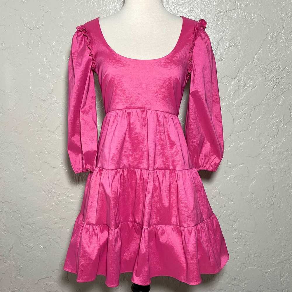 Likely SZ 4 Avena Taffeta Tiered Mini Pink Dress - image 2
