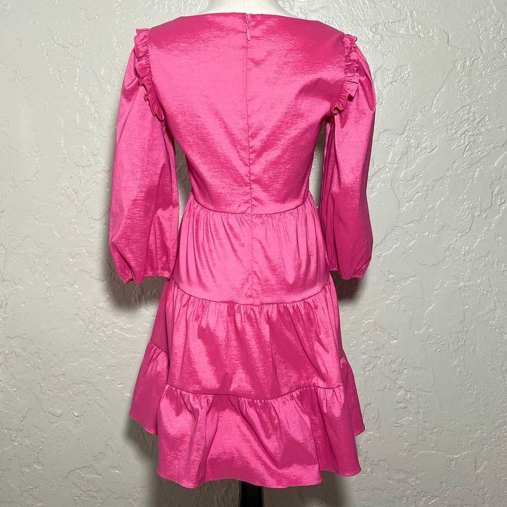 Likely SZ 4 Avena Taffeta Tiered Mini Pink Dress - image 6