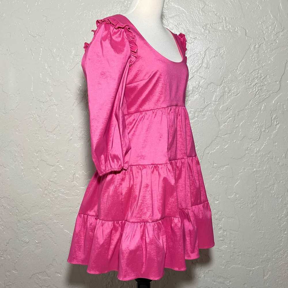 Likely SZ 4 Avena Taffeta Tiered Mini Pink Dress - image 8